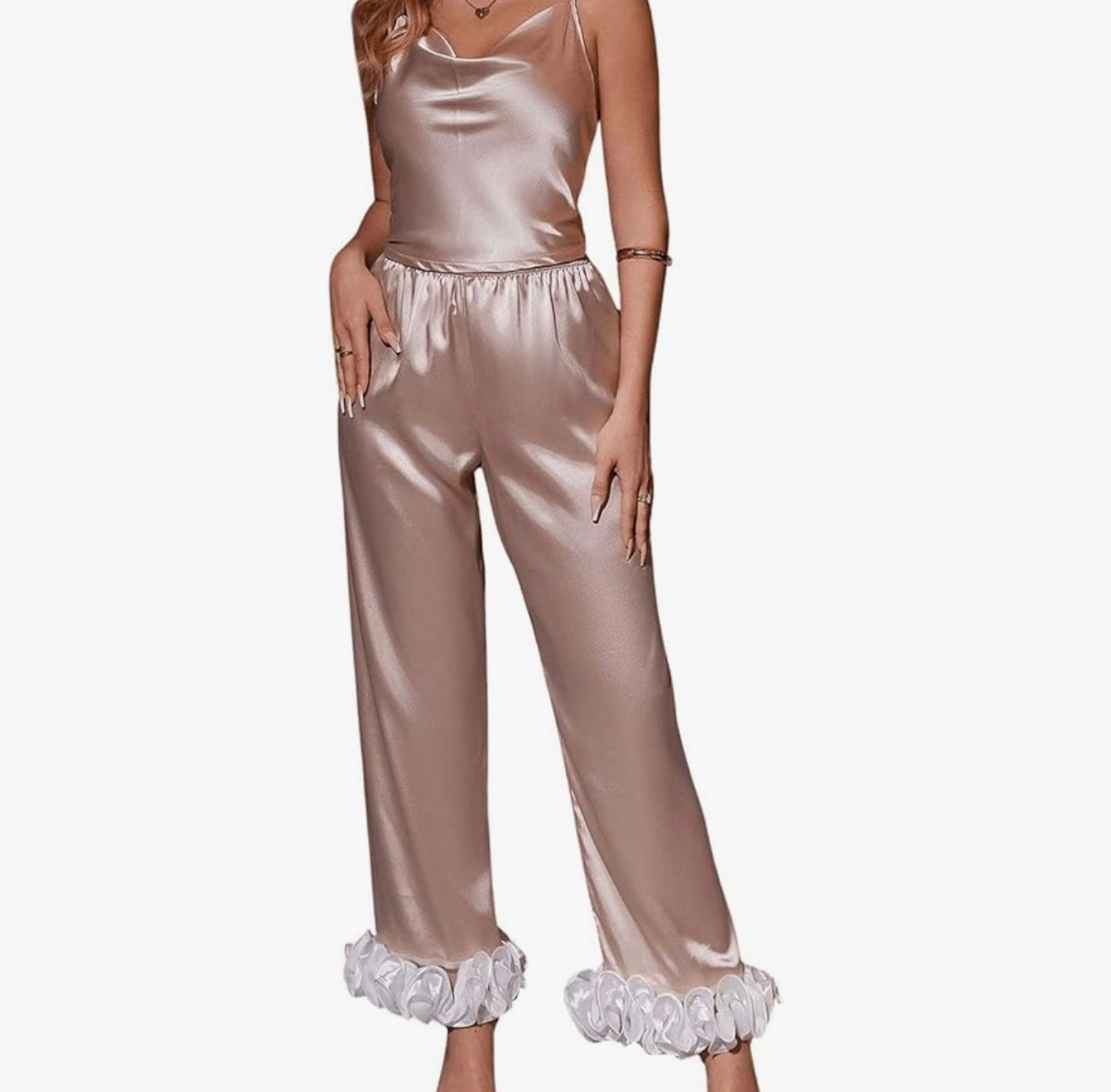 Satin ruffle pajamas 

#LTKSaleAlert #LTKOver40
