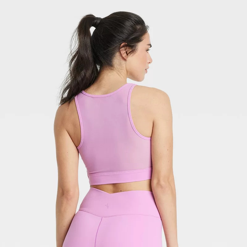 Women's Mesh Back Square Neck Bra - JoyLab™ Pink S | Target