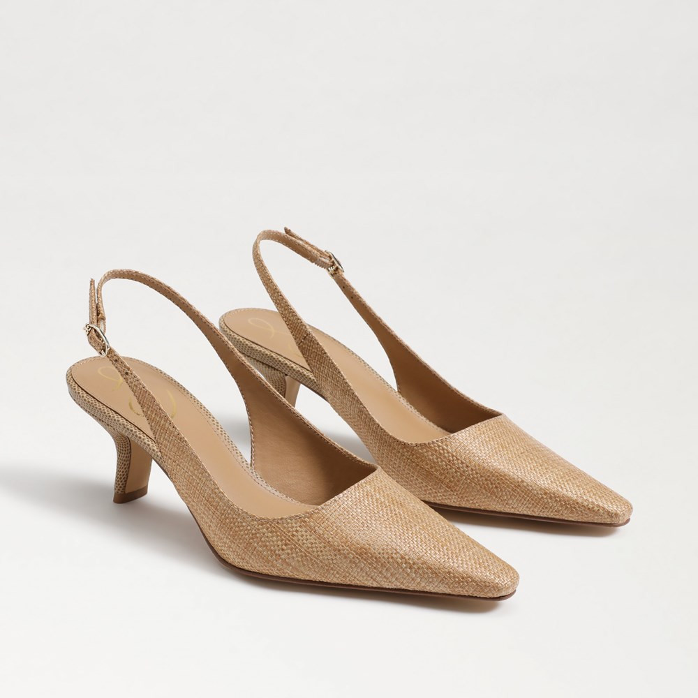 Bianka Slingback Pump Buff Tan Raffia | Sam Edelman