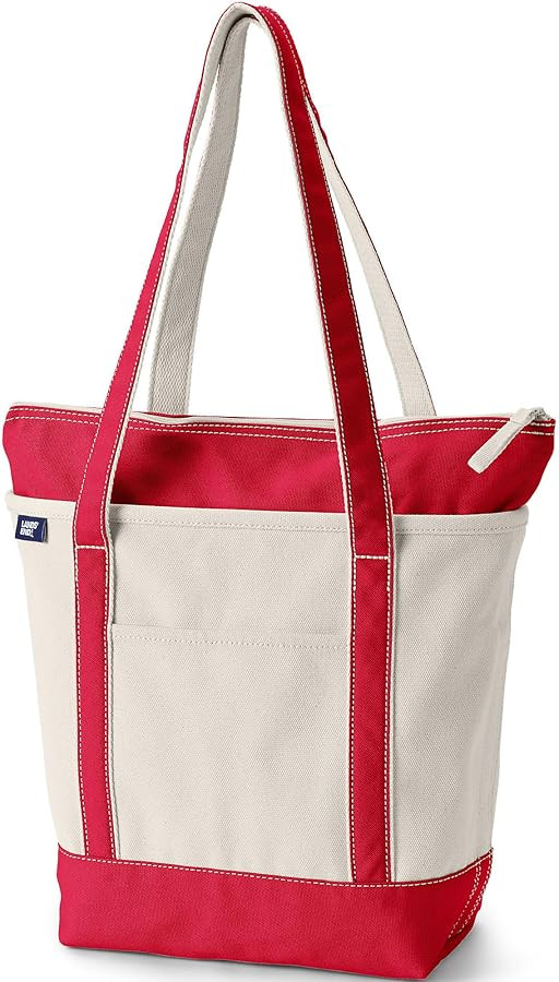 Lands' End Zip Top Long Handle Canvas Tote Bag | Amazon (US)