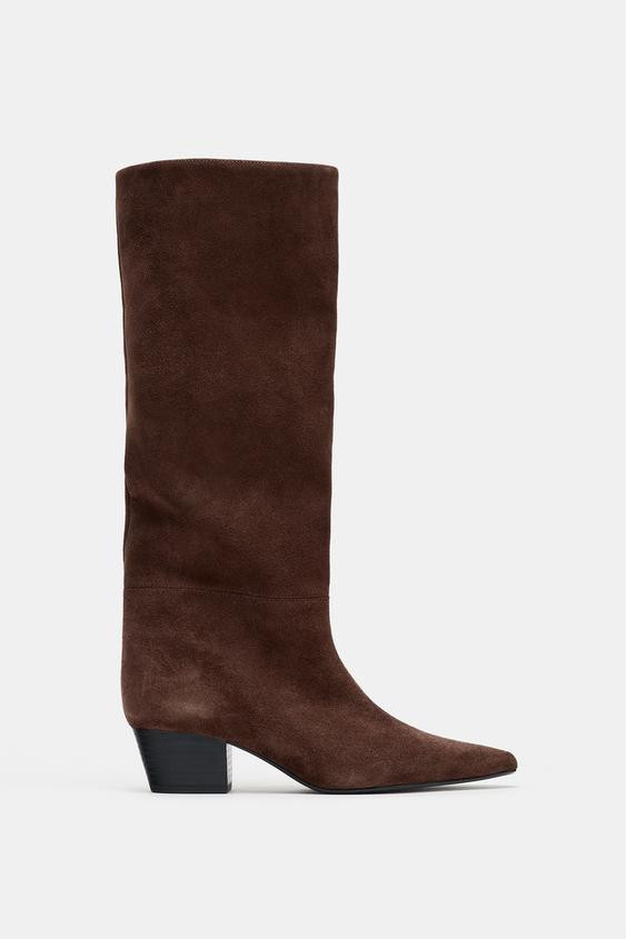 SPLIT LEATHER COWBOY BOOTS | Zara US