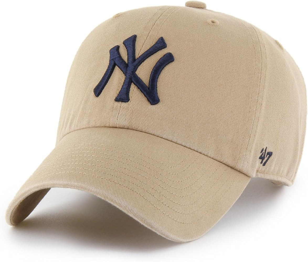 47 Brand MLB Khaki Primary Logo Clean Up Adjustable Strap Baseball Dad Hat Cap, Adult One Size Fi... | Amazon (US)