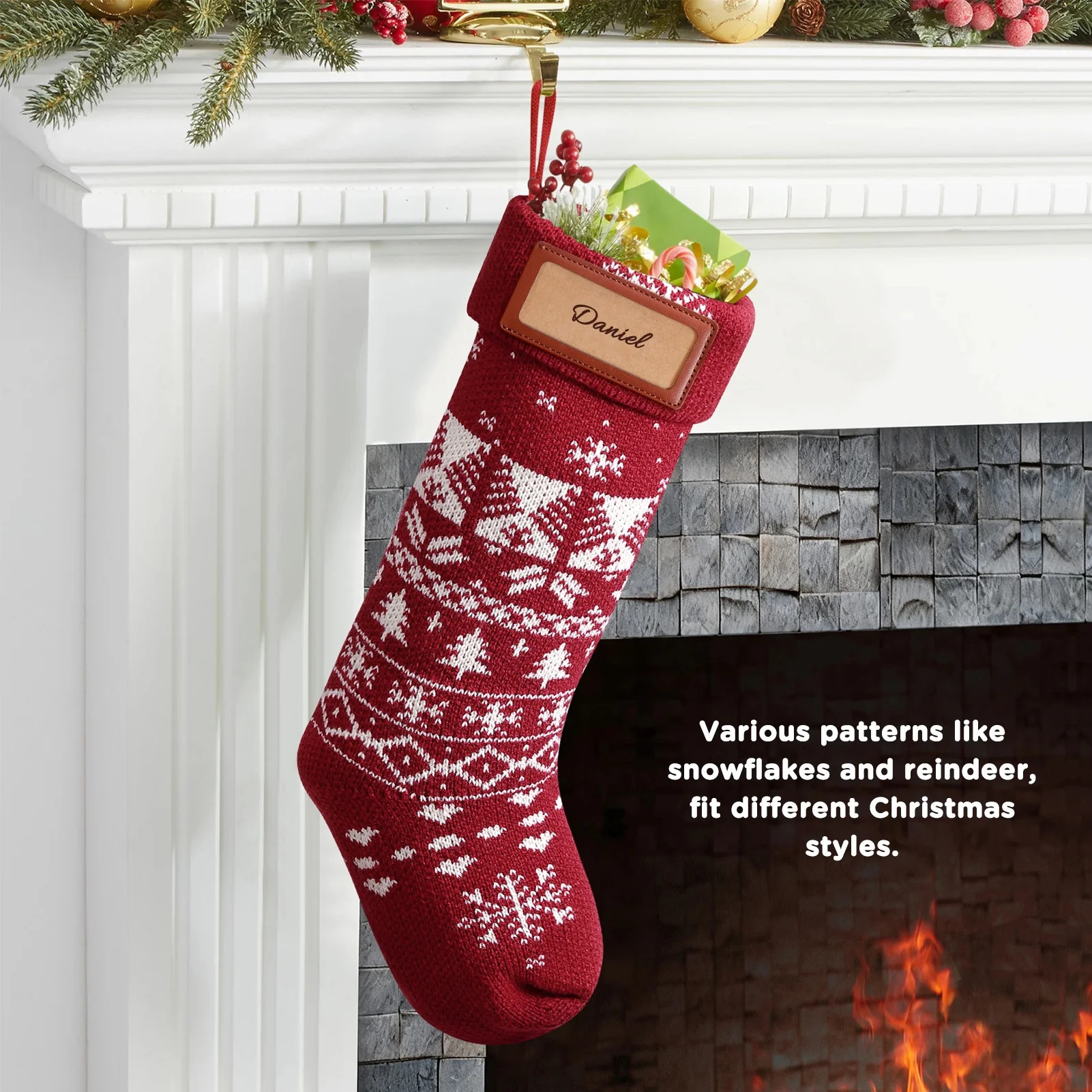 Ayieyill 6Pcs 18" Knit Christmas Stockings, Large Rustic Yarn Xmas Stockings for Christmas Family... | Walmart (US)