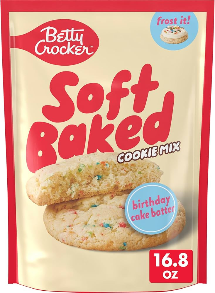 Betty Crocker Soft Baked Cookie Mix, Birthday Cake Batter, Holiday Baking, 16.8 oz | Amazon (US)