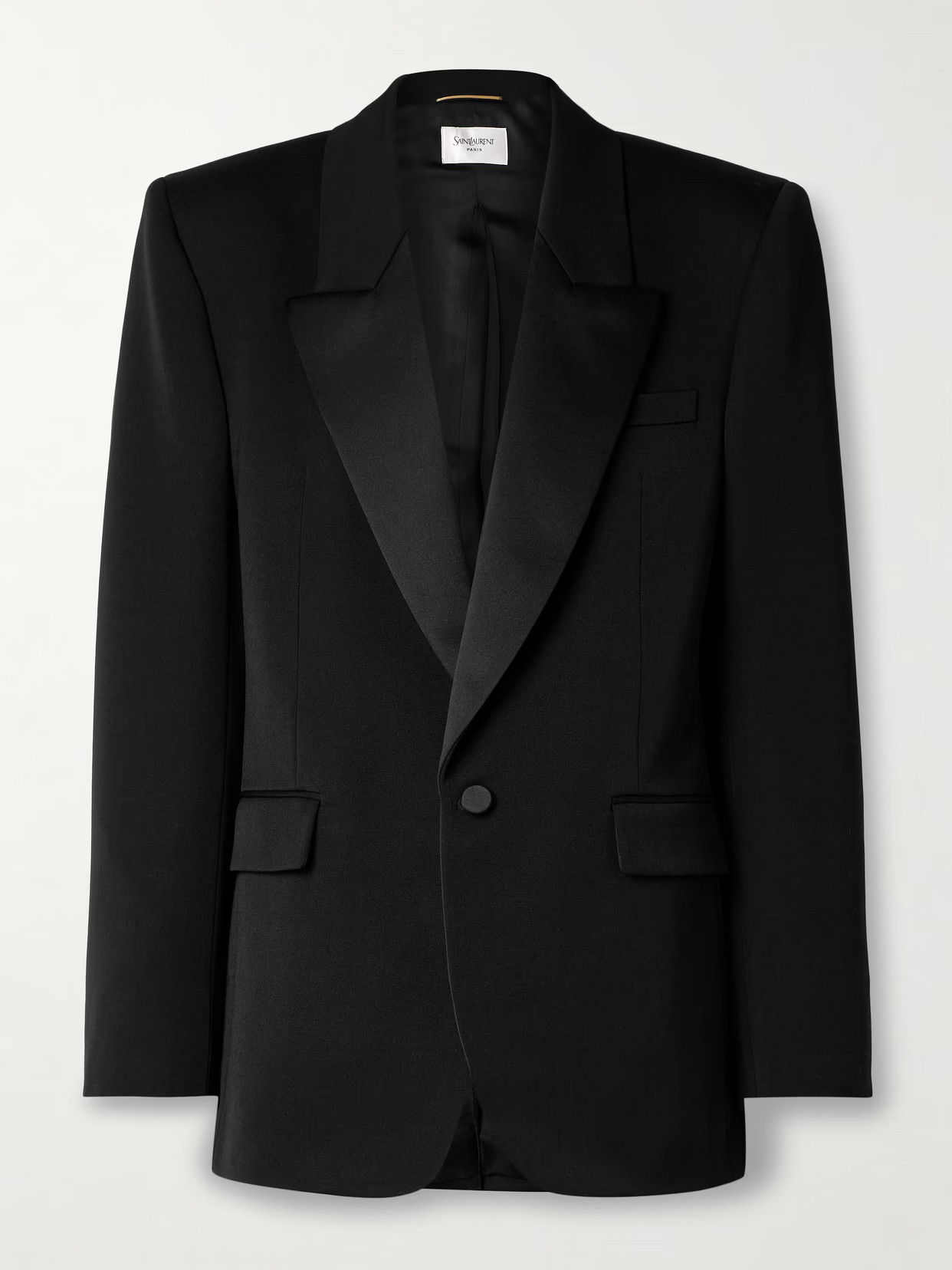 SAINT LAURENT - Satin-trimmed Wool Blazer - Black | NET-A-PORTER (US)