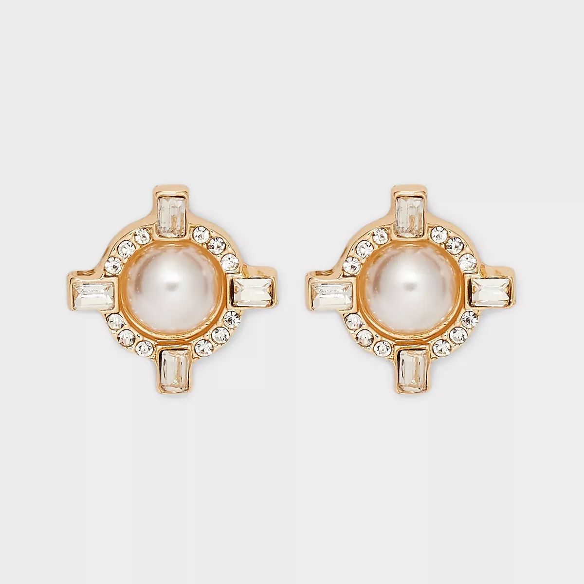 Gold Pearl Stud Round Clear Earrings - A New Day™ Gold | Target