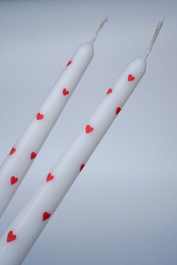 Pair of Hand Painted Tapered Candles With Valentines Day | Etsy | Etsy (US)