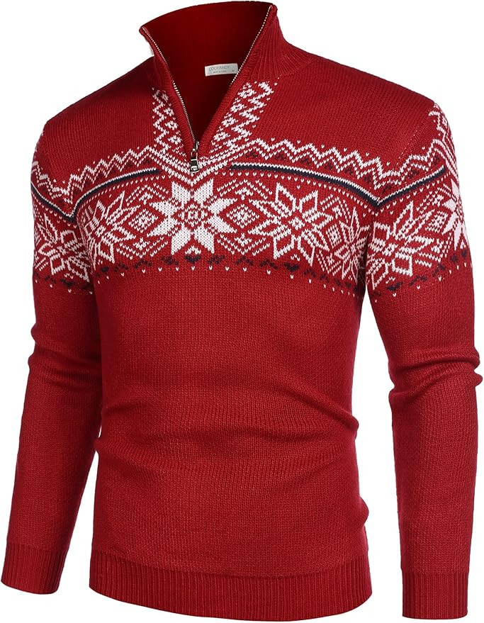 COOFANDY Men's Quarter Zip Pullover Sweater Casual Zip Up Polo Sweater Knit | Amazon (US)