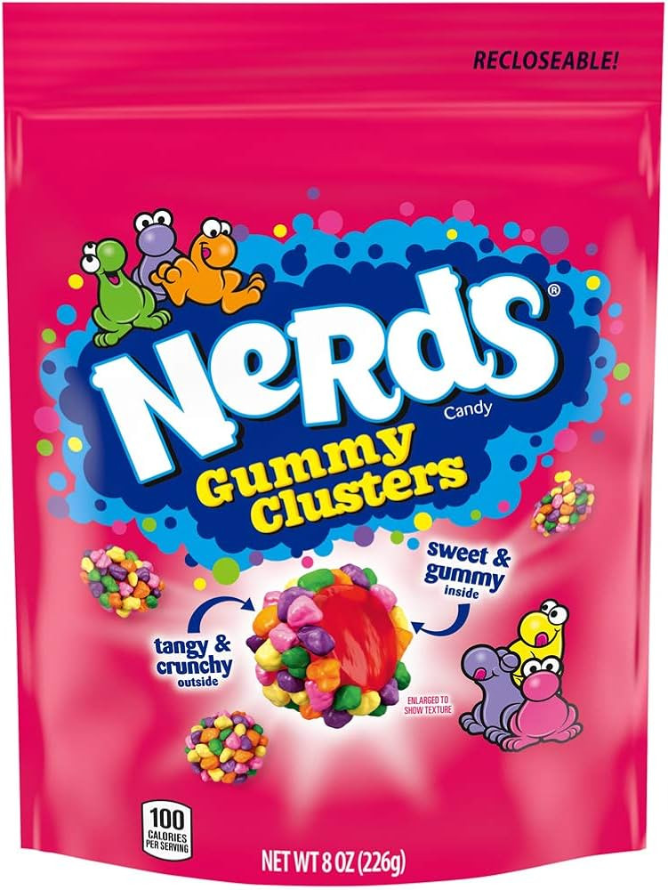 Nerds Rainbow Gummy Clusters Candy - Resealable 8 Ounce Bag |Easter Gift Basket Candy| Easter Egg... | Amazon (US)