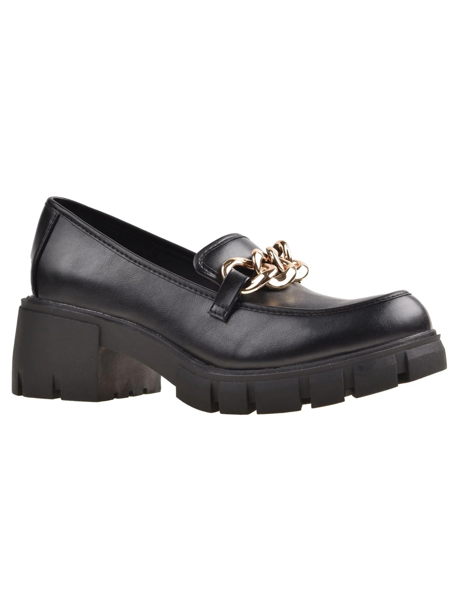 Womens Madden NYC Gold Chain Platform Loafer | Walmart (US)