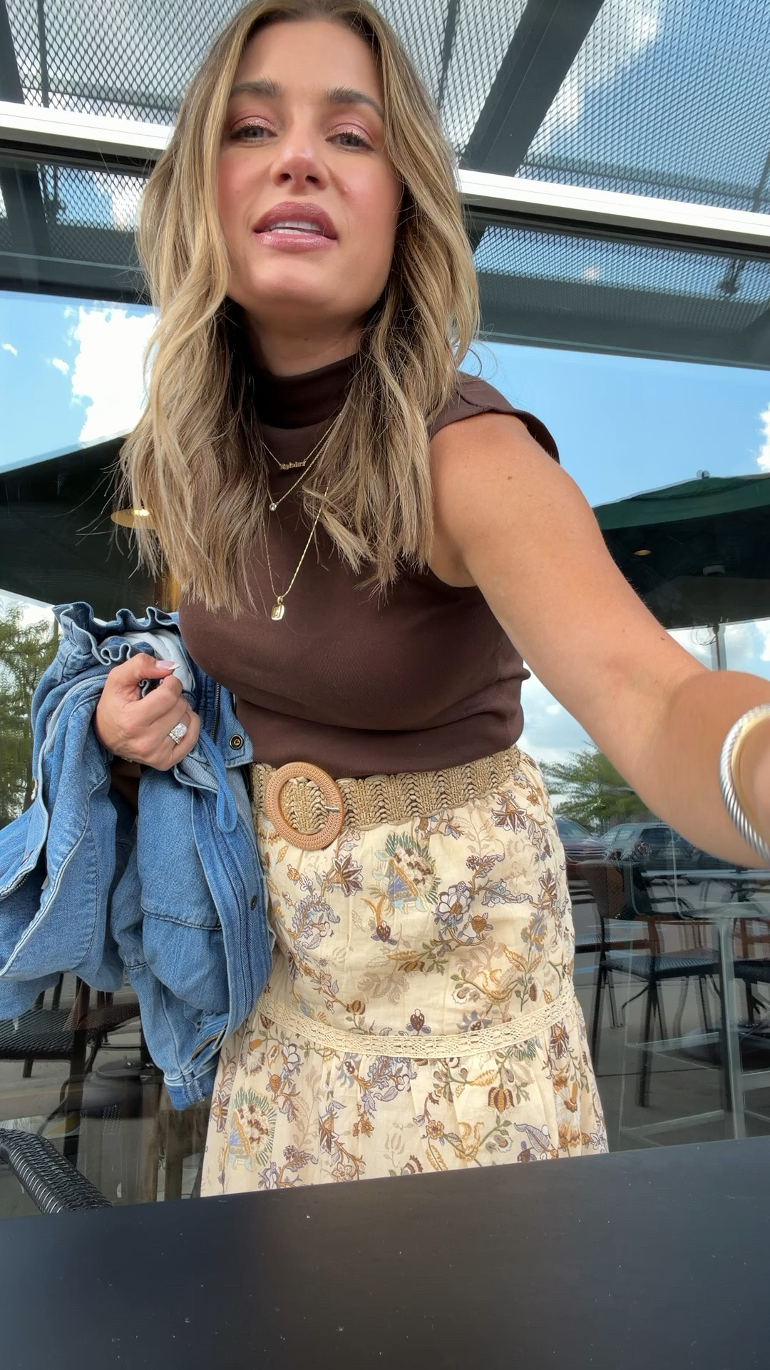 Wearing a small top, xs skirt