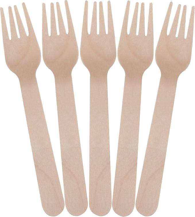 LotFancy Disposable Forks, 100 Pcs Wooden Forks, 6.2inch Compostable Biodegradable Eco-friendly F... | Amazon (US)