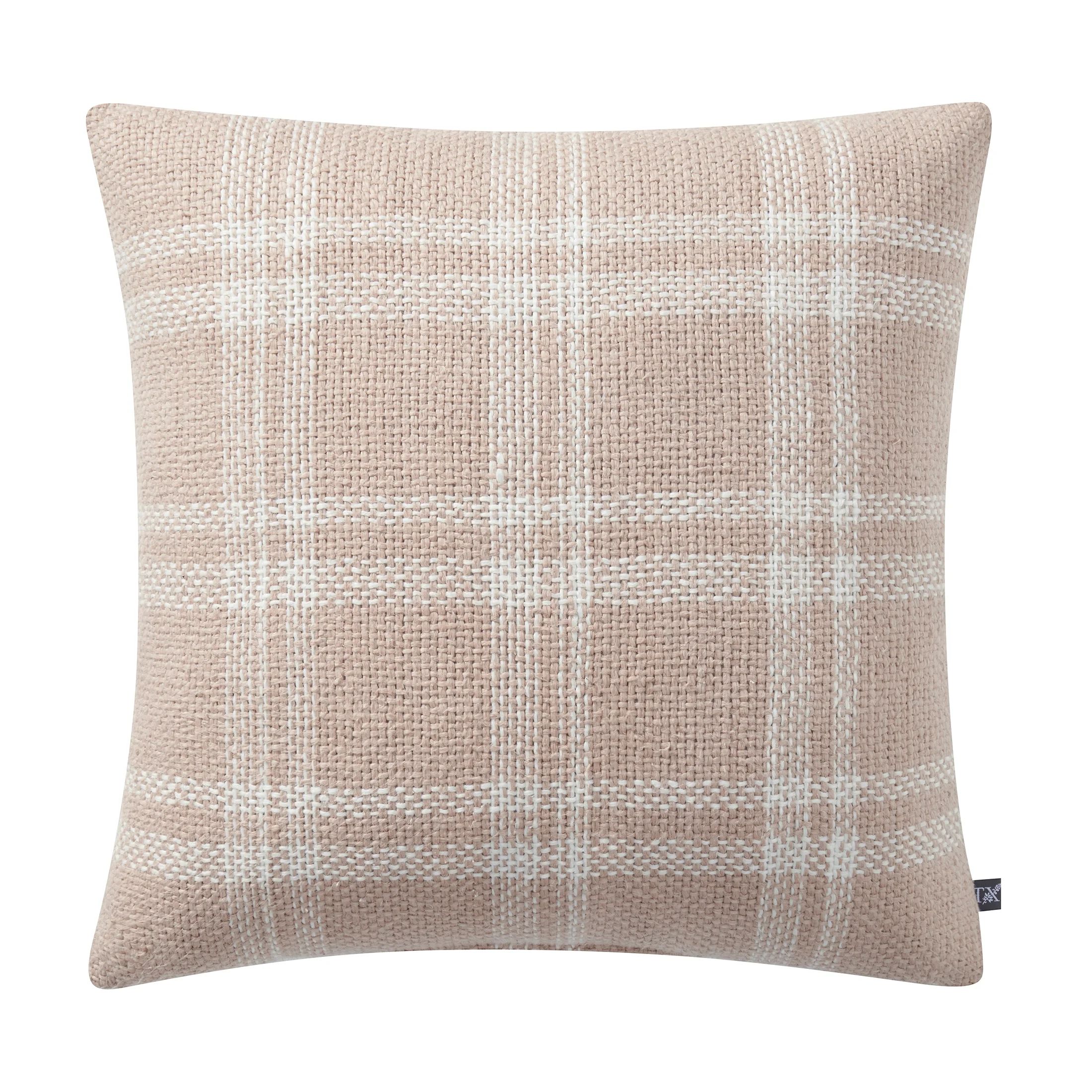 My Texas House 20" x 20" Emerson Reversible Rose Pink Plaid Cotton Decorative Pillow | Walmart (US)
