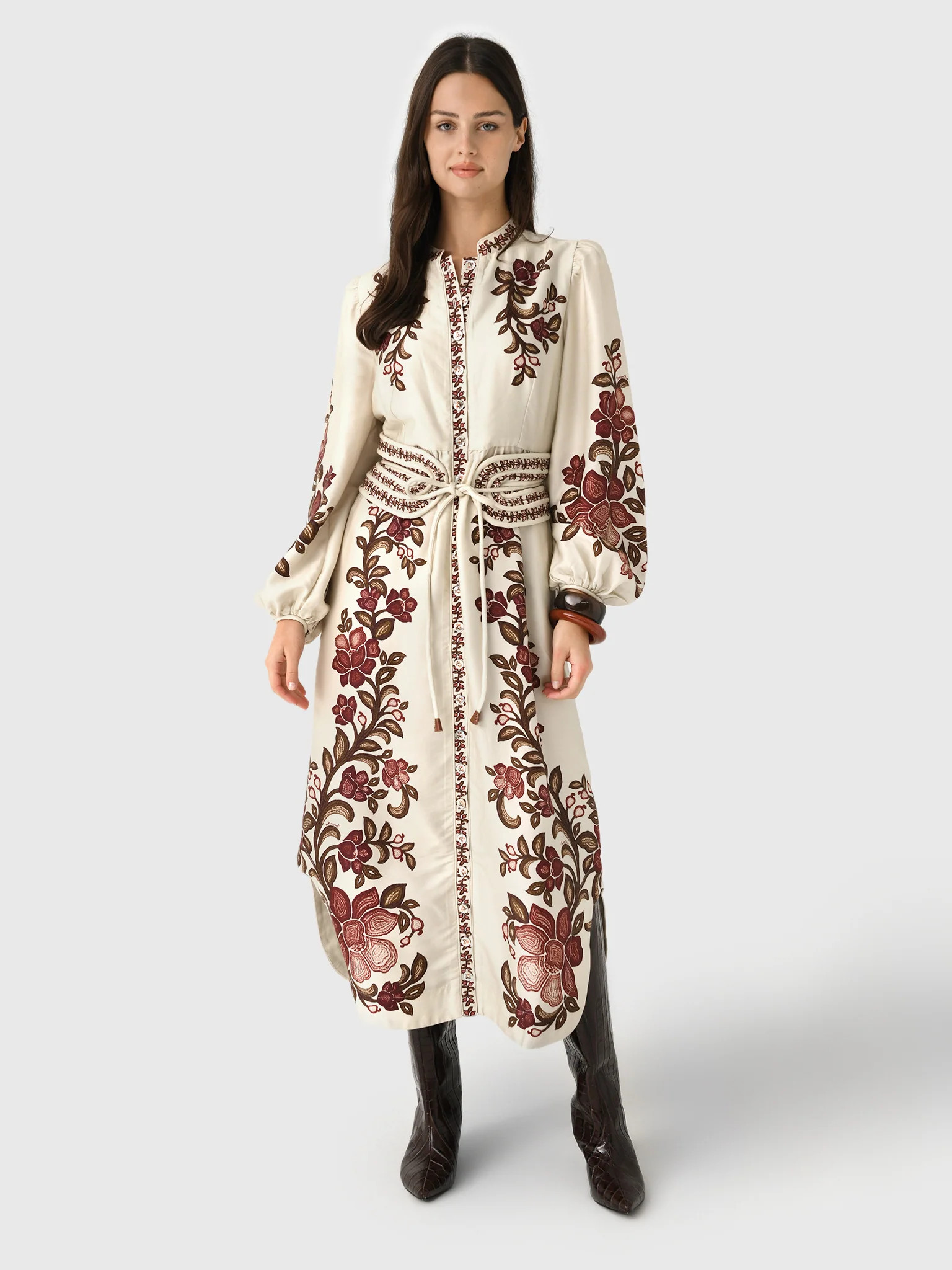 FARM RIO
                      
                     Women's Renata Floral Long Sleeve Midi Dress | Saint Bernard
