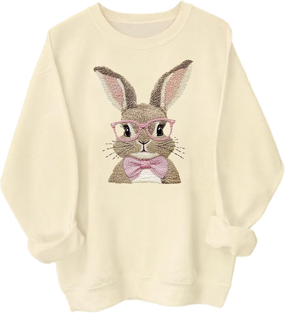 Retro Easter Bunny Sweatshirt Coquette Bow Bunny Ears Sweatshirt Easter Shirts for Women | Amazon (US)