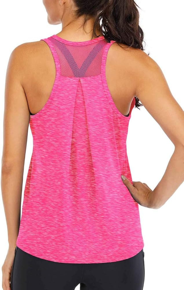 ICTIVE Workout Tops for Women Loose fit Racerback Tank Tops for Women Mesh Backless Muscle Tank Runn | Amazon (US)