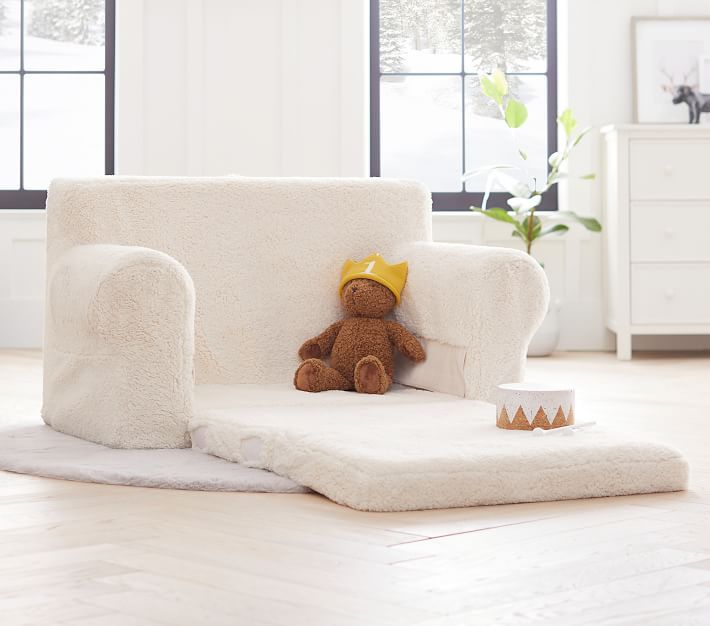 Anywhere Sofa Lounger®, Ivory Sherpa | Pottery Barn Kids