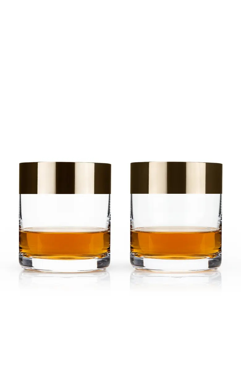 Irving Crystal Tumblers with Bronze Rim Set of 2 | Nordstrom