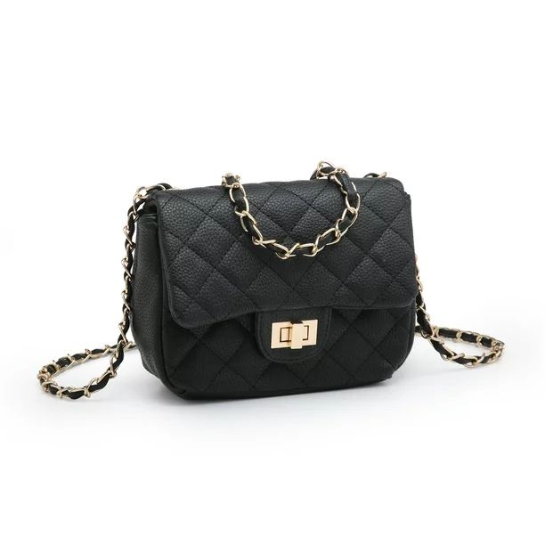 POPPY Classic Quilted Crossbady Bag Vagan Leather Mini Shoulder Bag with Goldtone Chain Strap | Walmart (US)