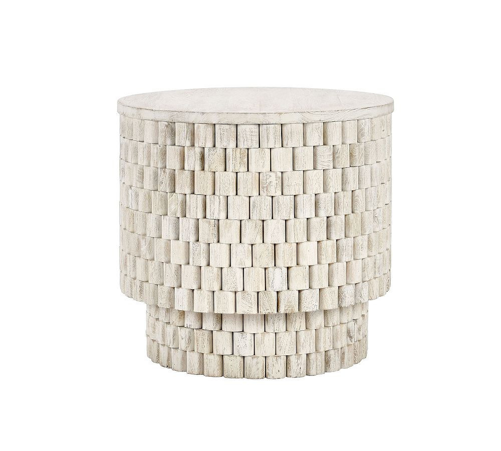 Beirut Round End Table, Coastal White | Pottery Barn (US)