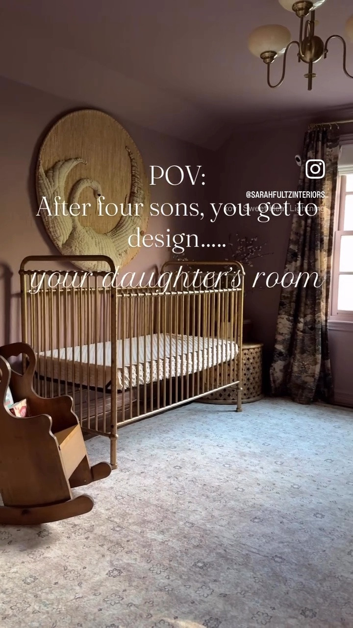 Baby girl nursery design (vintage nursery, eclectic nursery, baby decor, baby furniture, crib, curtains, area rug)

#LTKHome #LTKBaby #LTKBump