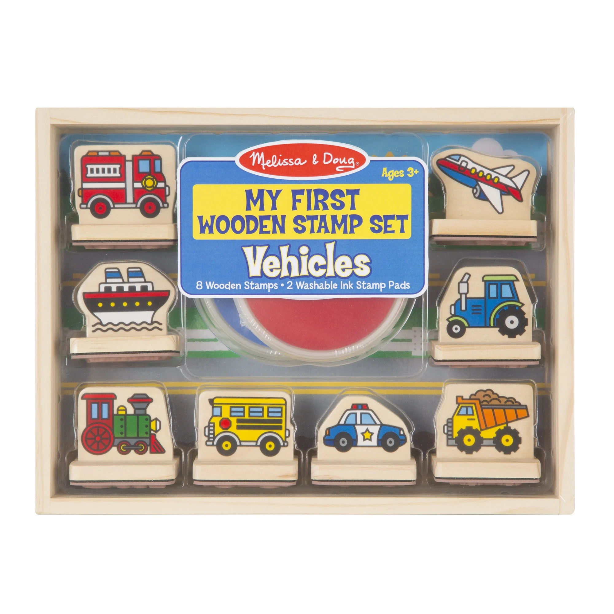 Melissa & Doug Vehicles Stamp Sets with 2 Washable Ink Stamp Pads (8 Count) | Walmart (US)
