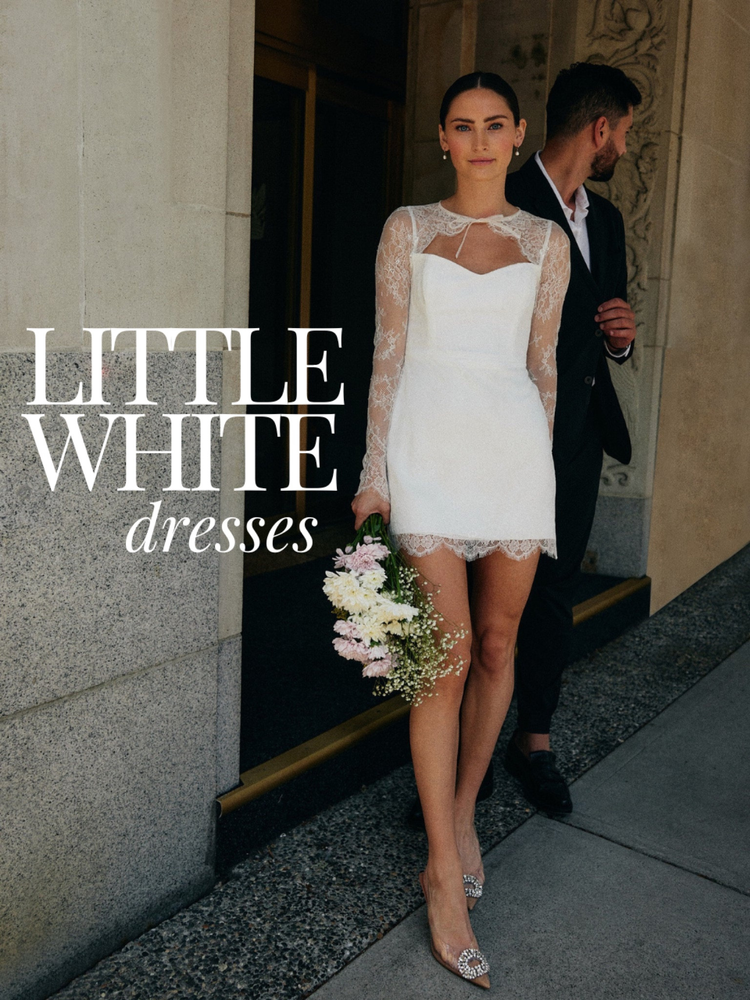 Little white dress for the bride #wedding #LTKwedding #littlewhitedresses 