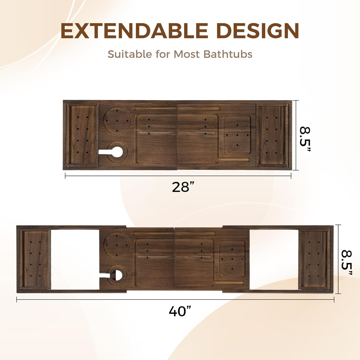 Amazon.com: Teak Bathtub Tray - Luxury Bath Tray with Expandable Handles, Wine Glass and Phone Ho... | Amazon (US)