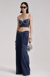 Self-portrait - Diamante Denim Top - Blue | Jessie Boutique