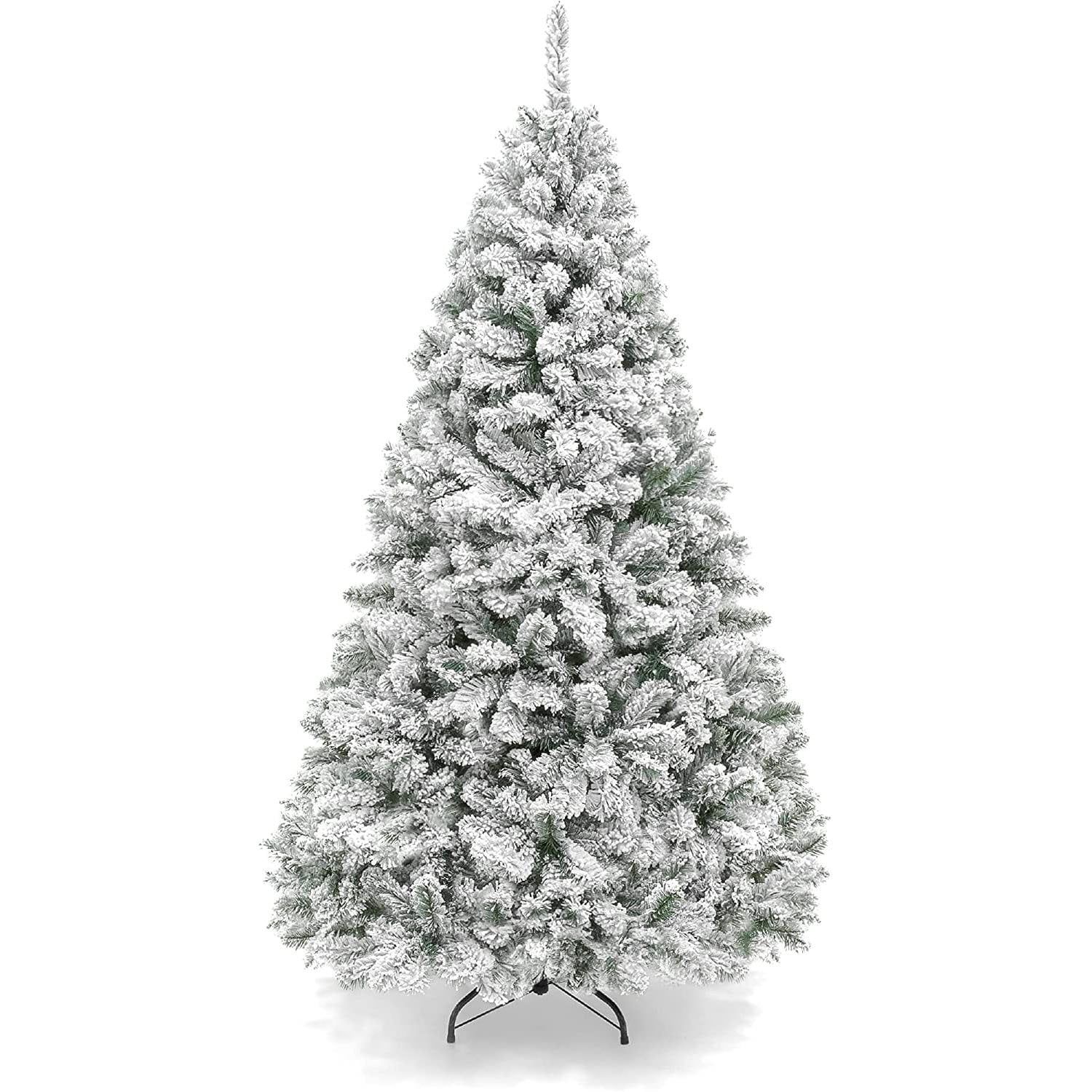 SUGIFT 6ft Snow Flocked Hinged Artificial Christmas Tree with 1000 Branch Tips & Metal Stand for ... | Walmart (US)