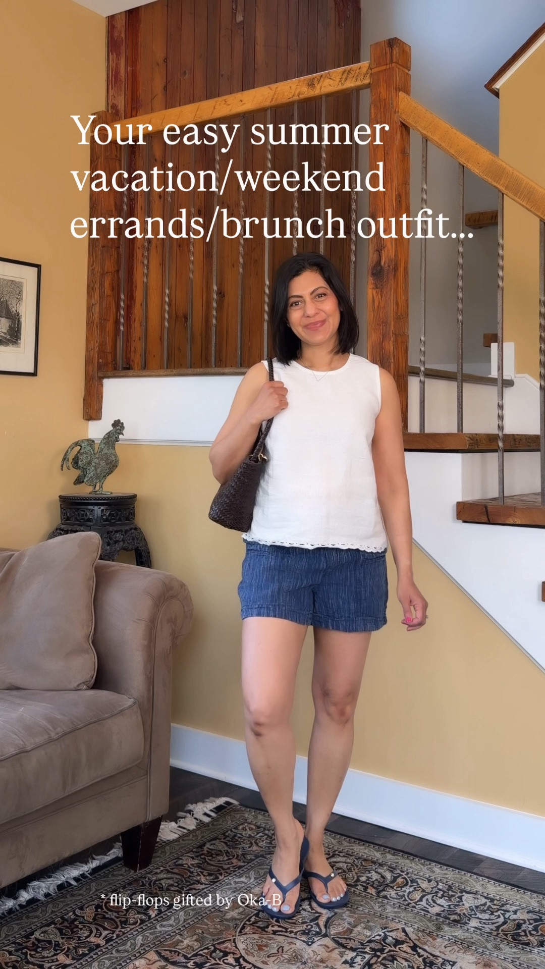 Your easy summer beach vacation / weekend errands/brunch outfit.  The linen top and handbag are from Madewell.  Use the code LTK20 for 20% off.  💙 Nipa 

#summeroutfit #shortsoutfit #linenoutfit

#LTKxMadewell #LTKSaleAlert #LTKOver40