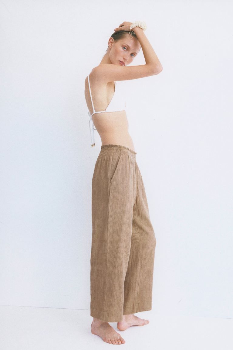 Paper-bag Pants - High waist - Ankle-length - Dark beige - Ladies | H&M US | H&M (US + CA)