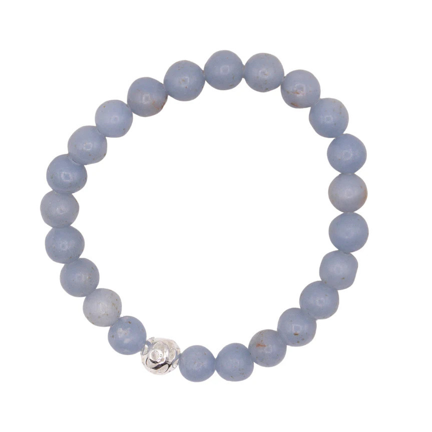 8mm Angelite Beaded Bracelet | Sparkl