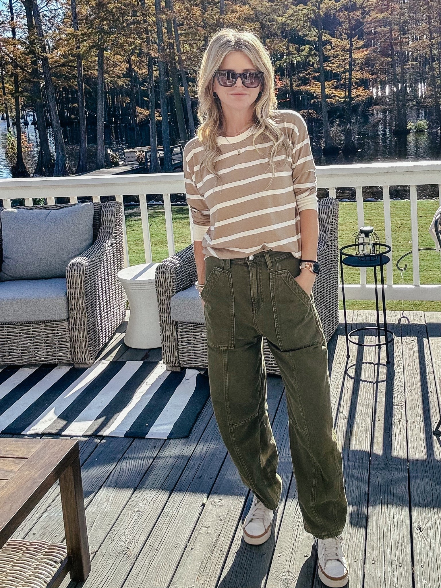 Stripes, cargos, and sunshine, fall’s unofficial uniform. #fallfashion #targetfinds #affordablestyle

#LTKFindsUnder50 #LTKOver40
