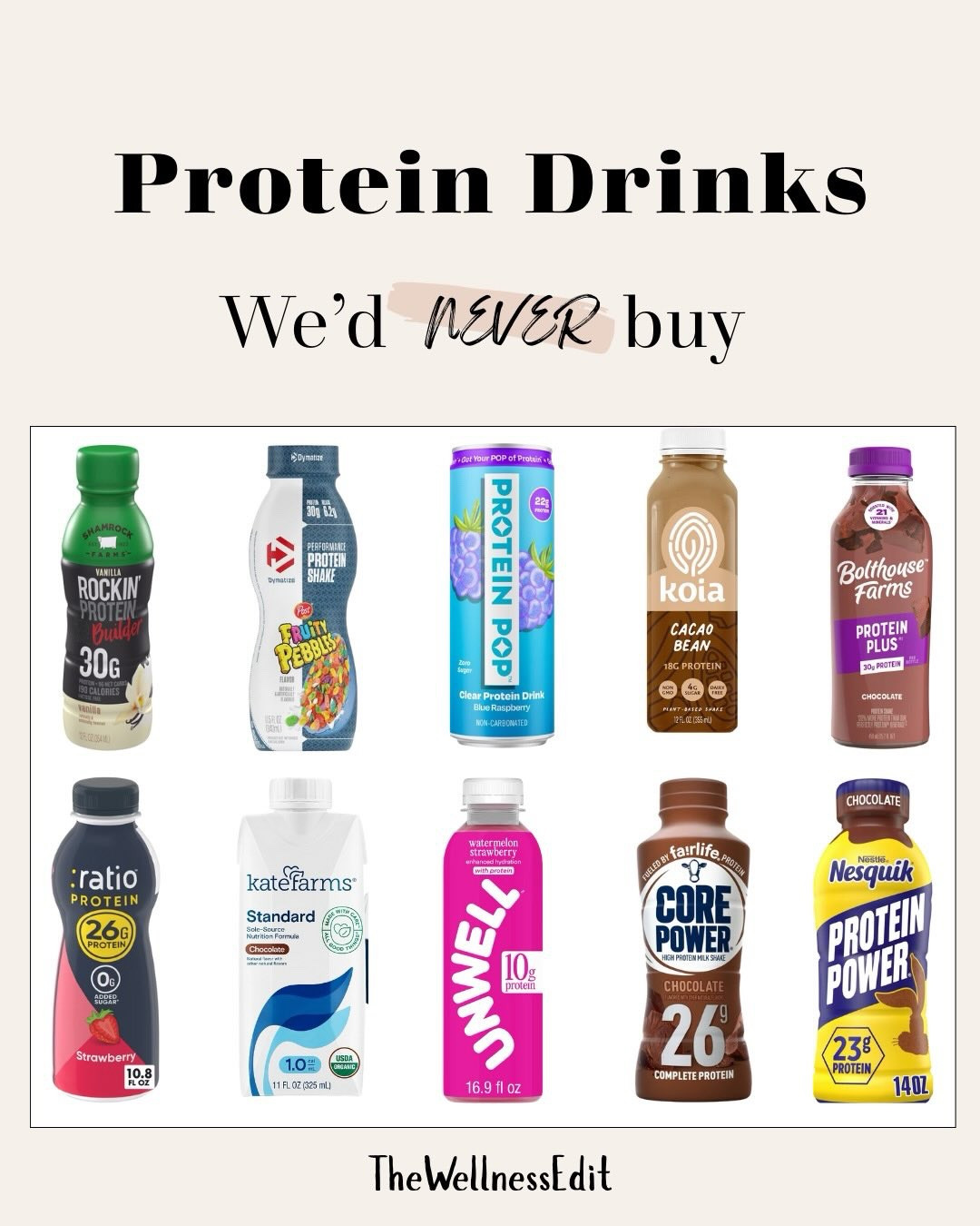 Your protein drink shouldn’t come with side effects.

Many shakes + powders are packed with artificial 
sweeteners, gums, isolates, seed oils, and vague
“flavors” that can mess with your gut and digestion.

Creamy doesn’t always equal clean.

A clean protein drink should have:
• Simple, clean protein (whey, egg white, hemp, or pea)
• No artificial sweeteners
• No gums, fillers, or seed oils
• Real ingredients you can actually pronounce

Tagging clean brands:
- @pioneer.pastures 
- @ripplefoods 
- @rebbl 
- @pirq 
- @foragerproject 
- @remedyorganics 

#nontoxicprotein #cleandrinks #proteinshakefacts #ingredientawareness #healthierchoices #nontoxicliving #highprotein #wellnesstips