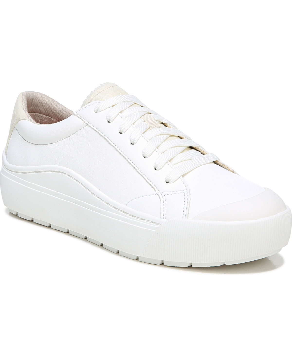 Dr. Scholl's Women's Time Off Lace Up Platform Sneakers - White Faux Leather | Macy's