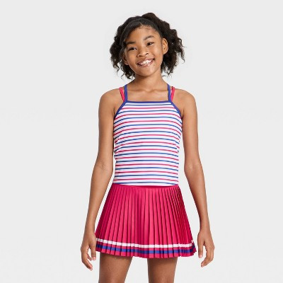 Girls' 4th of July Strappy Crop Active Tank Top - All In Motion™ Cream S | Target