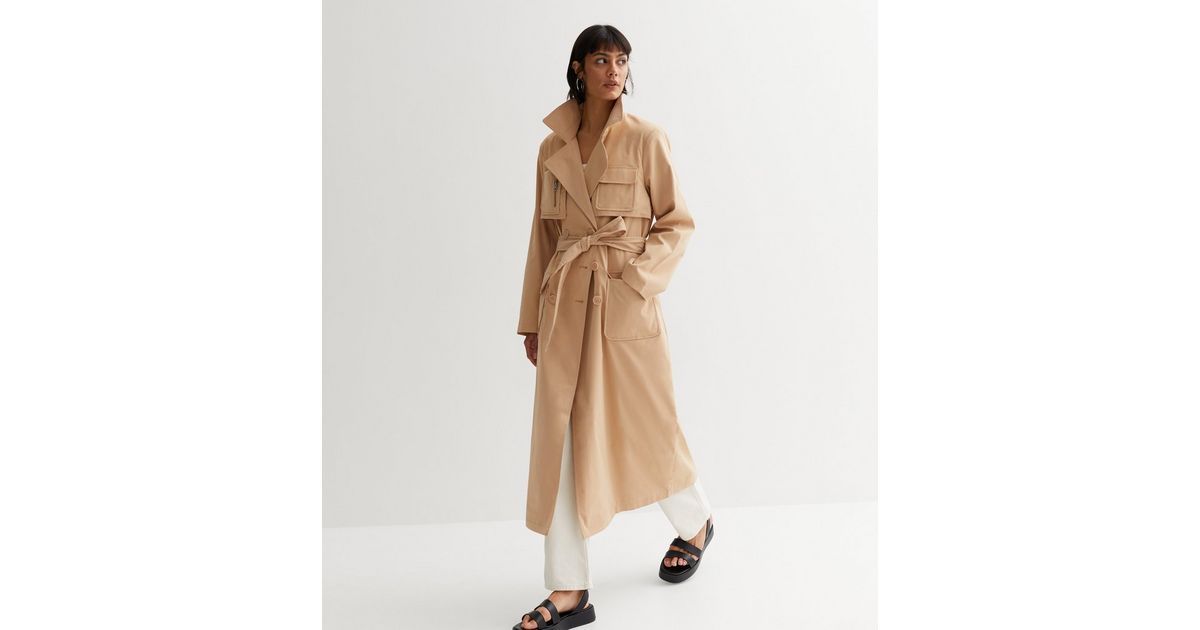 ONLY Camel Zip Pocket Belted Long Trench Coat
						
						Add to Saved Items
						Remove from S... | New Look (UK)