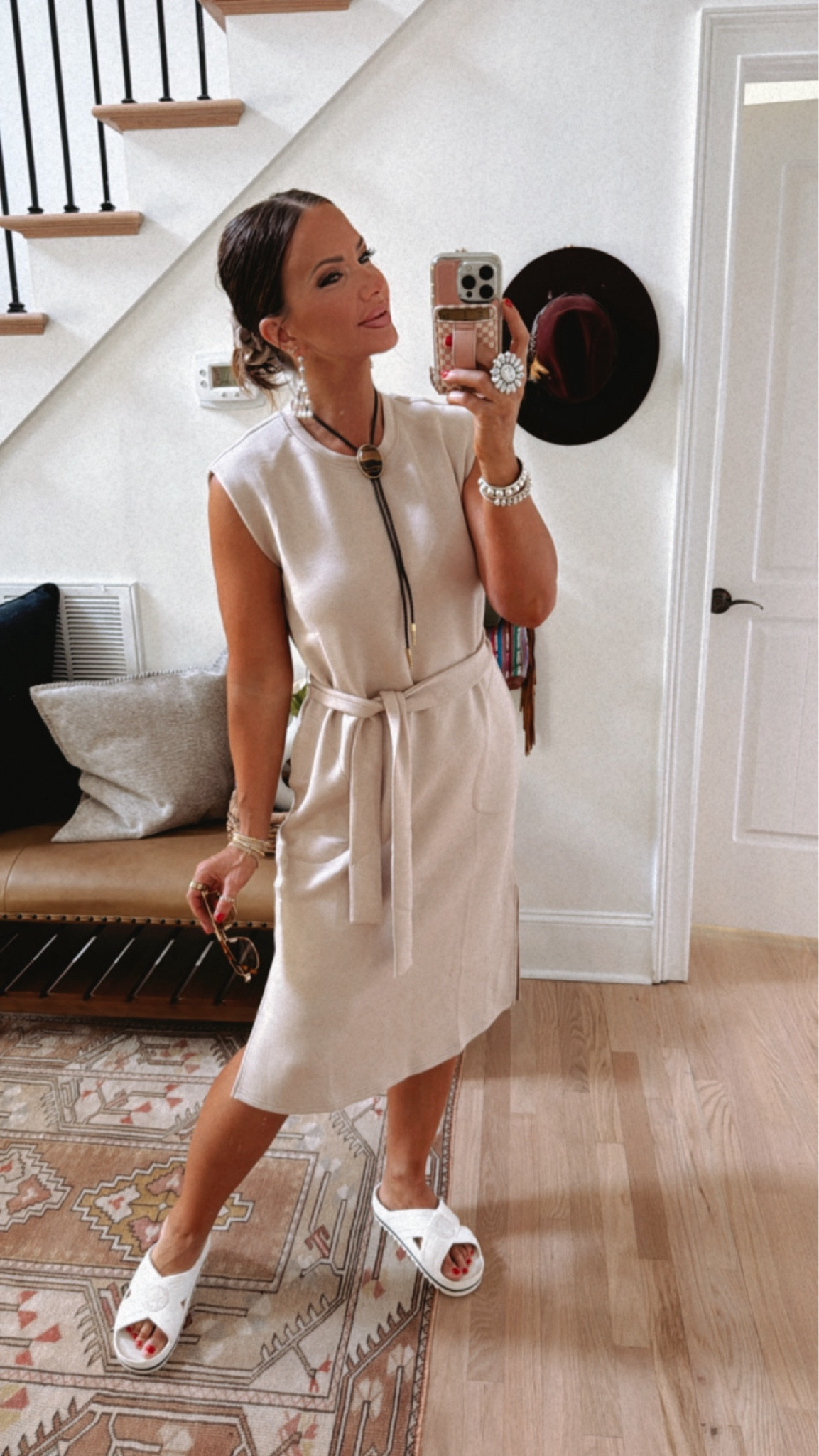 wearing size medium in the dress and it’s SO COMFY! code  BETSYXSPANX 

use code BETSY for all goldie lew jewelry 