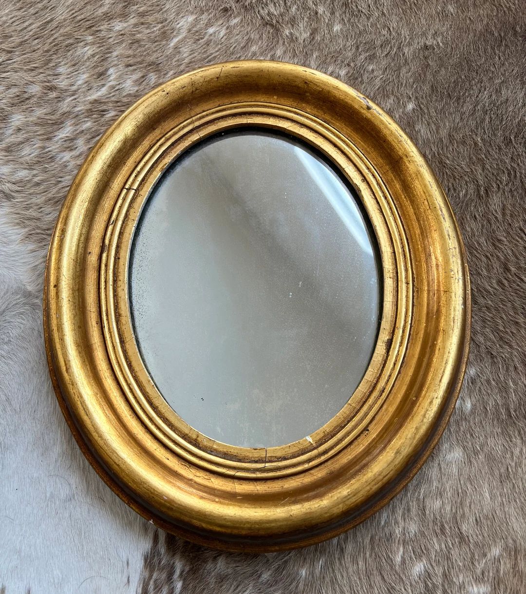 Vintage Oval Mirror in Gold Gilt Heavy Wood Frame - Small Size - Hollywood Regency - Cottage - Re... | Etsy (US)