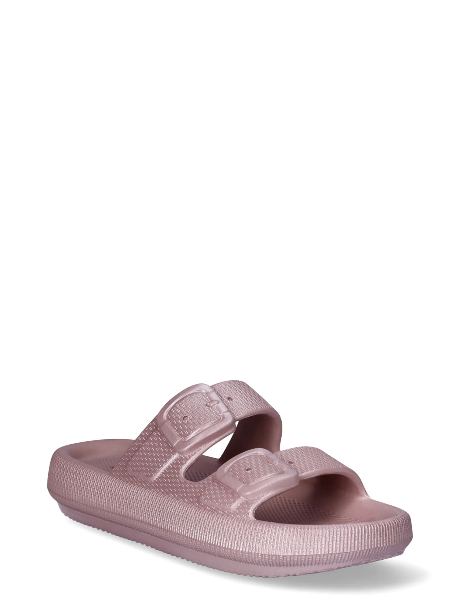No Boundaries Women's Double Buckle Comfort Slide Sandals | Walmart (US)