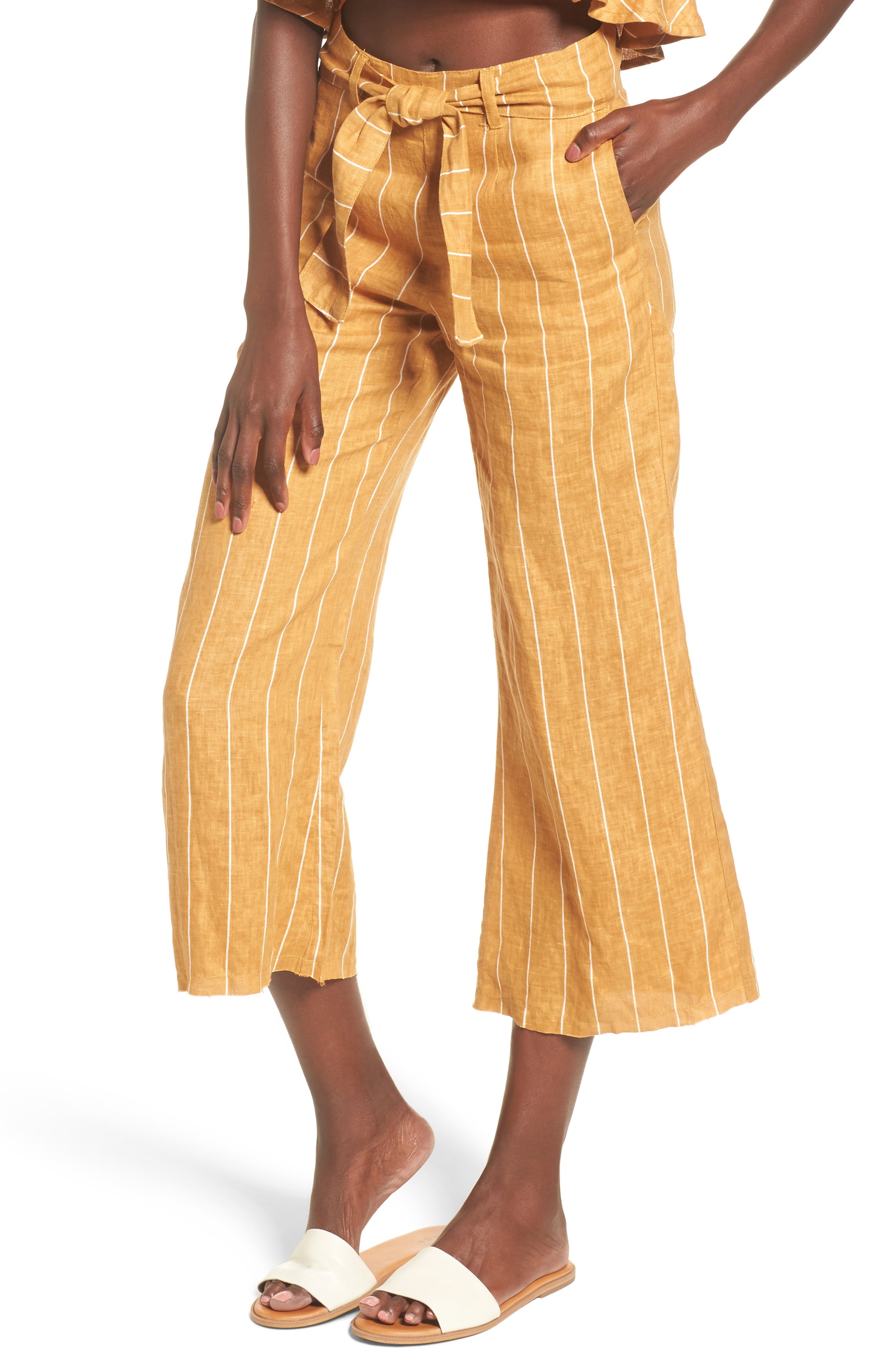 FAITHFULL THE BRAND Como Wide Leg Crop Linen Pants | Nordstrom