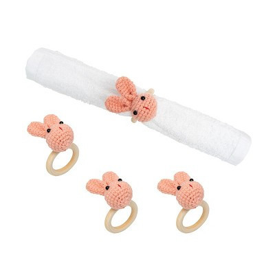 C&F Home Easter Pink Knitted Bunny Rabbit Napkin Rings, Set of 4 | Target