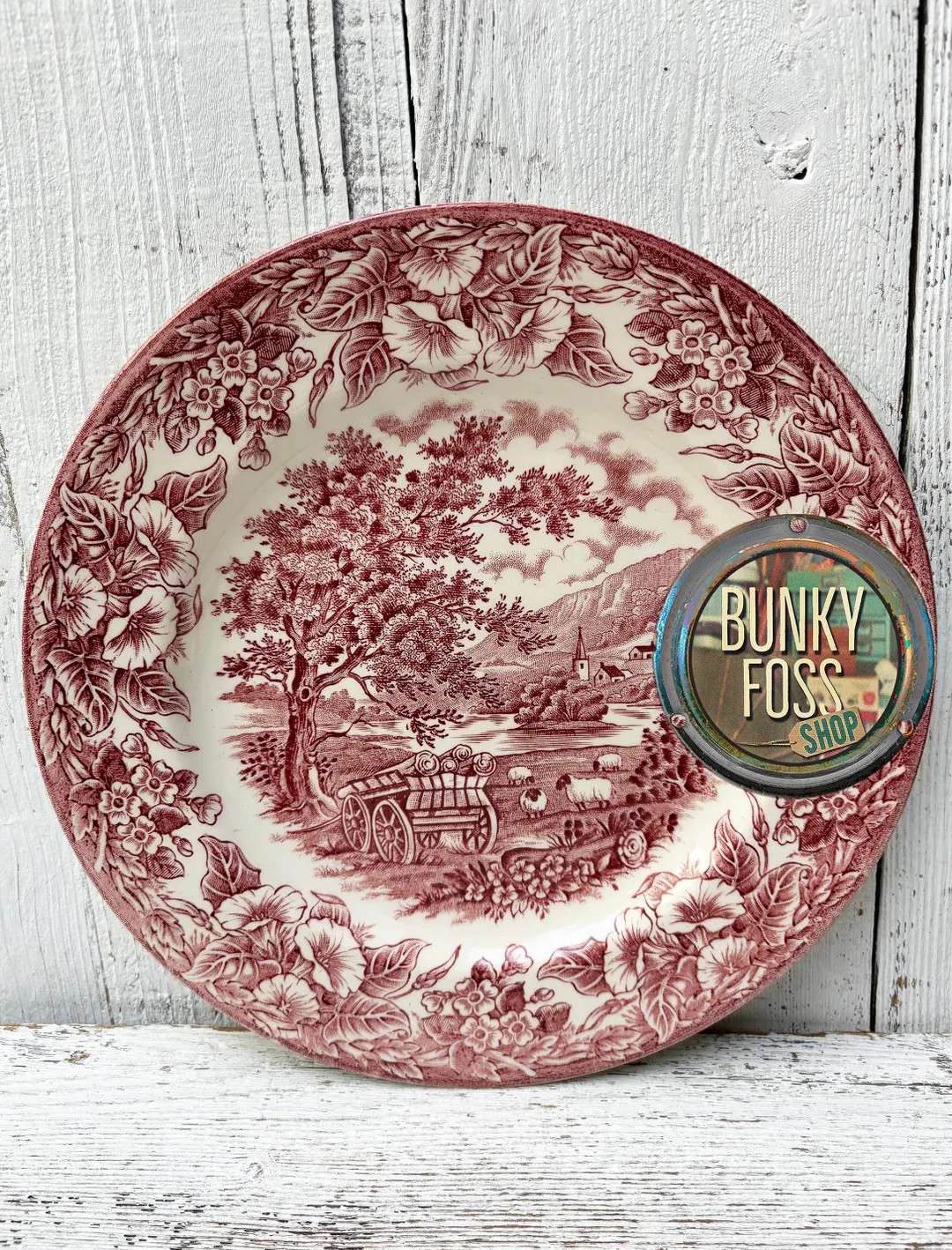 Vintage English Ironstone Tableware EIT Red Rural Scene Dinner Plate, England, ETI, Vintage Red T... | Etsy (US)