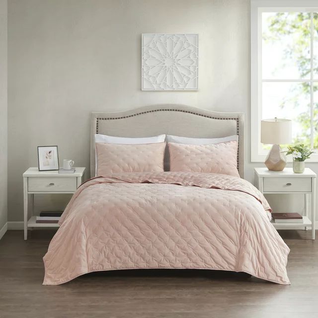 Better Homes & Gardens Embroidered Velvet Quilt, Full-Queen, Blush, Adult, Teen | Walmart (US)