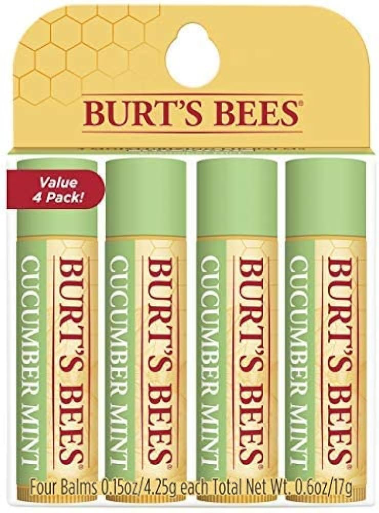 Burt's Bees 100% Natural Origin Moisturizing Lip Balm, Cucumber Mint with Beeswax, 4 Tubes | Amazon (US)