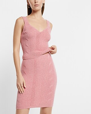 High Waisted Cable Knit Mini Sweater Skirt | Express