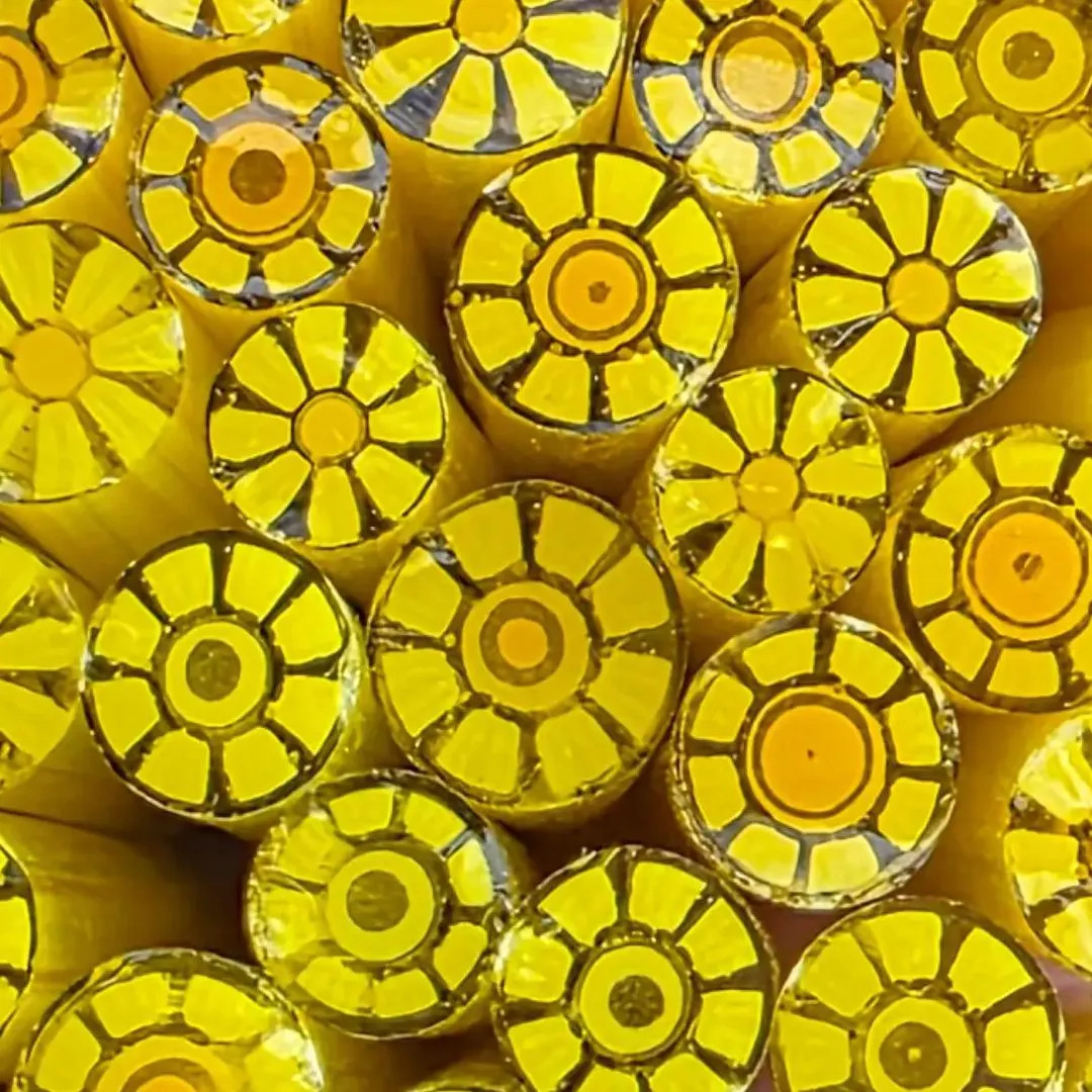 COE 96 Flower Murrini: "cheerful Yellow" (1 Oz Cane/sticks) - Opaque Yellow Petals, Variegated Ye... | Etsy (US)