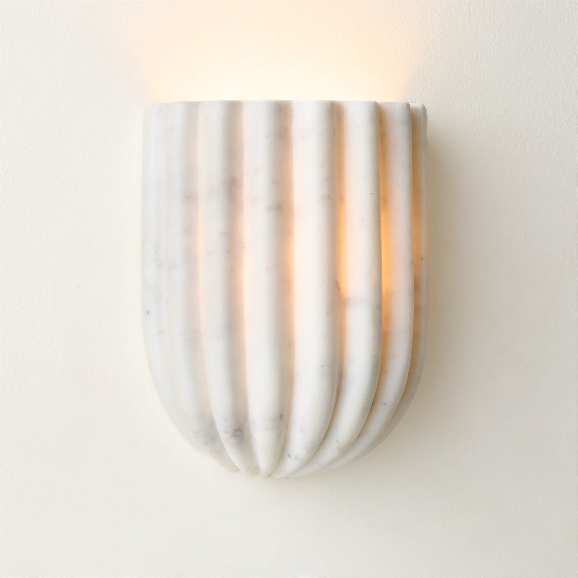 Ariel Fluted White Marble Wall Sconce + Reviews | CB2 | CB2