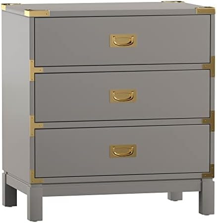 Inspire Q Kedric 3-Drawer Goldtone Accent Nightstand by Bold Grey Goldtone Finish | Amazon (US)